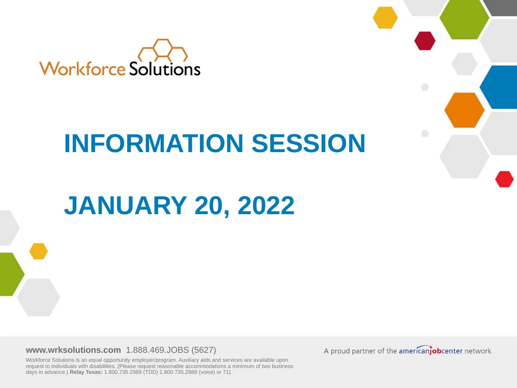 Information session January 20, 2022 Early - slide 1 of 21