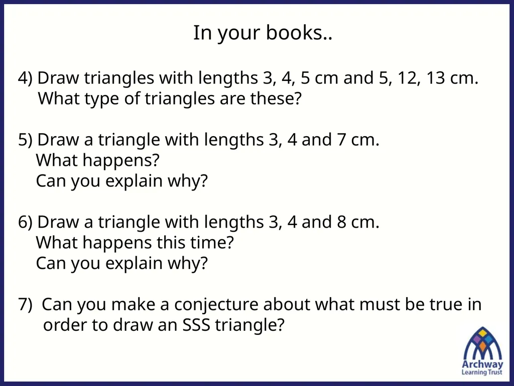 Last lesson we looked at how to draw triangles - slide 12 of 12