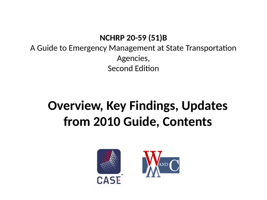 NCHRP 20-59 (51)B A Guide to Emergency Management