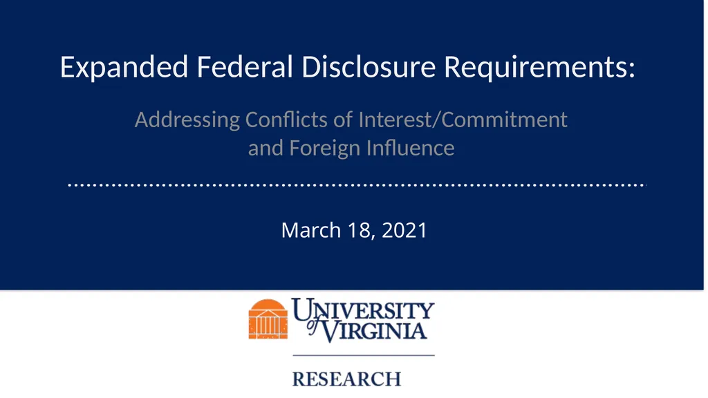 March 18, 2021 Expanded Federal Disclosure