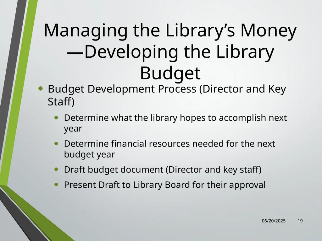Library Director Orientation John Thompson, System - slide 19 of 96