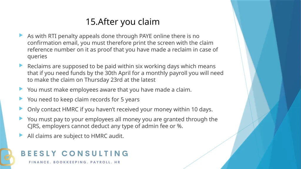 FURLOUGH 15 steps to getting it right 1. What is - slide 18 of 19