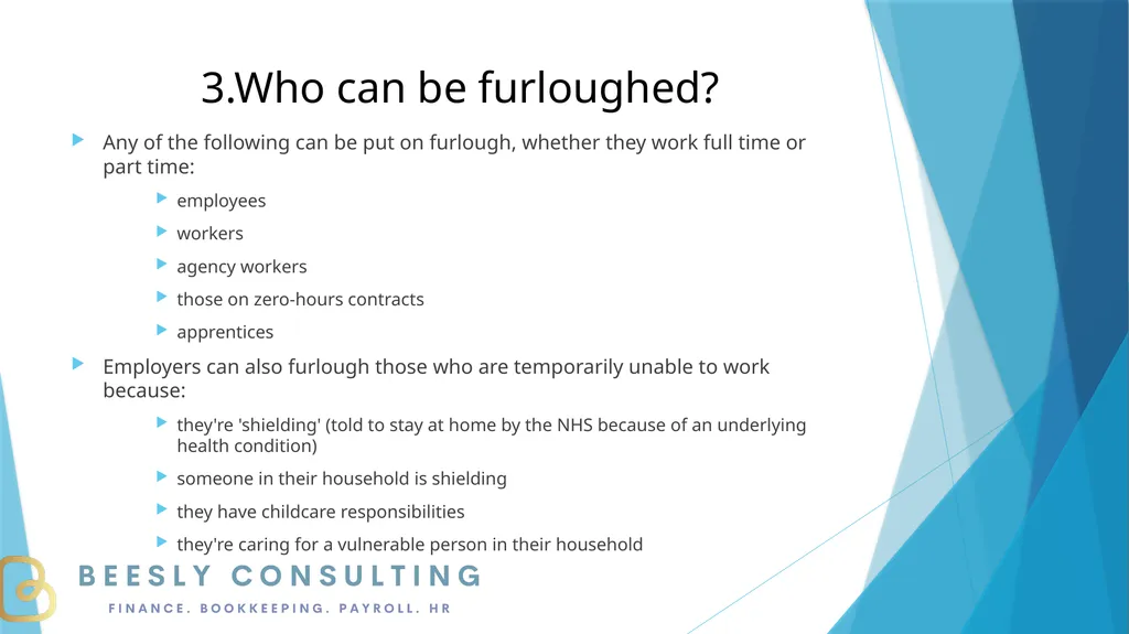 FURLOUGH 15 steps to getting it right 1. What is - slide 4 of 19
