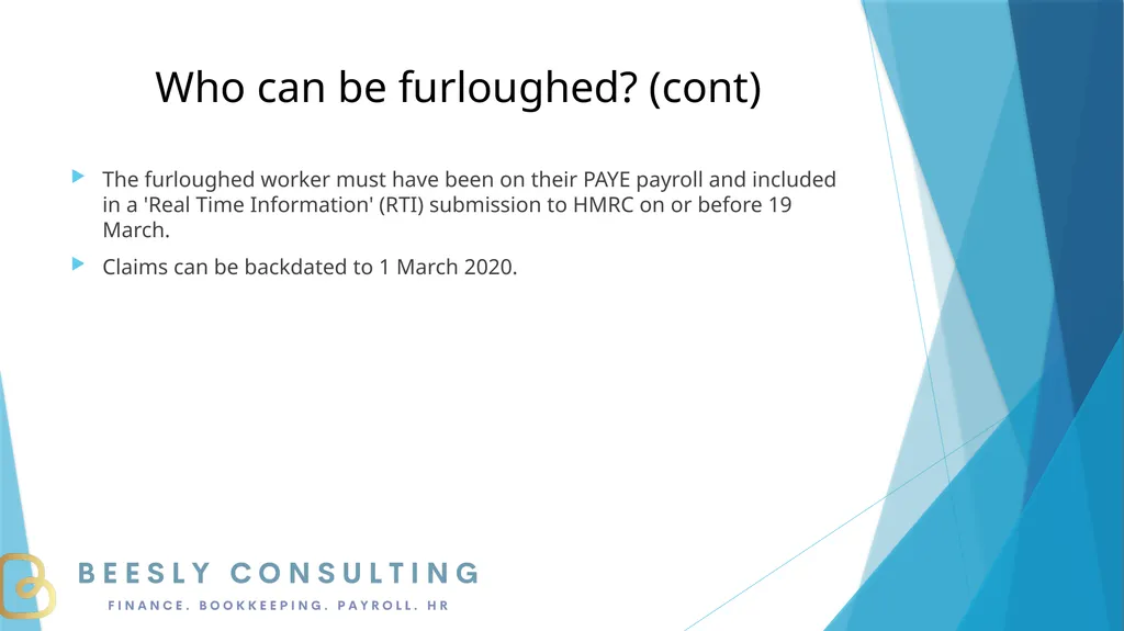 FURLOUGH 15 steps to getting it right 1. What is - slide 5 of 19