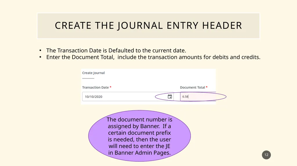 Finance self service journal entry training - slide 12 of 63