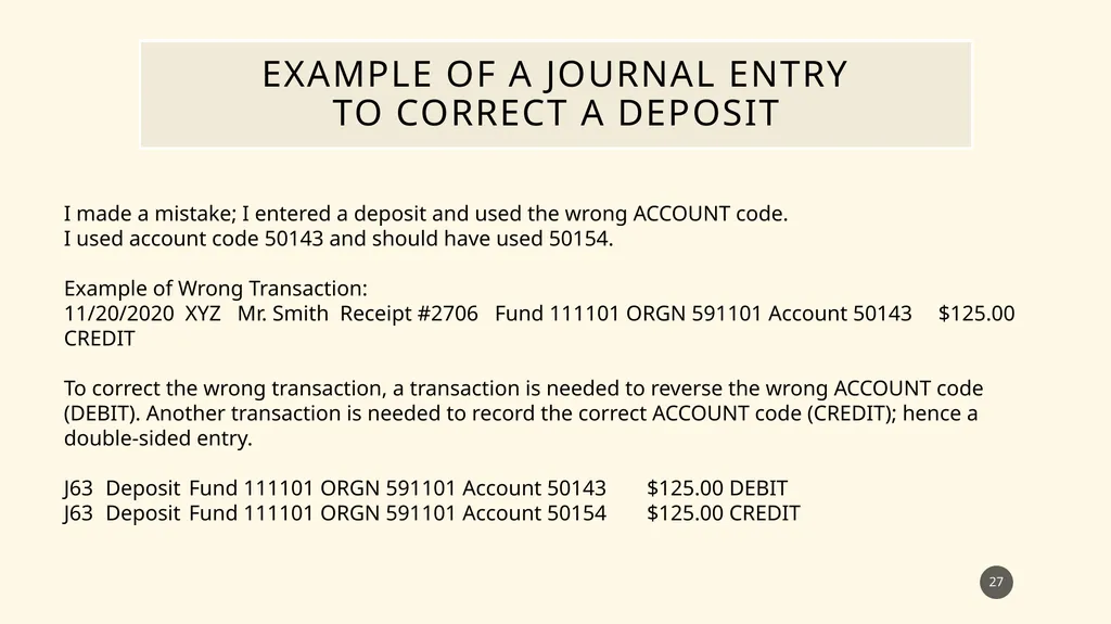 Finance self service journal entry training - slide 27 of 63