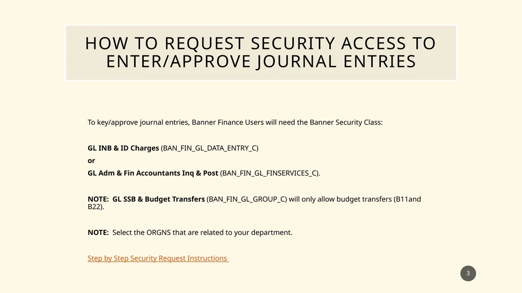 Finance self service journal entry training - slide 3 of 63