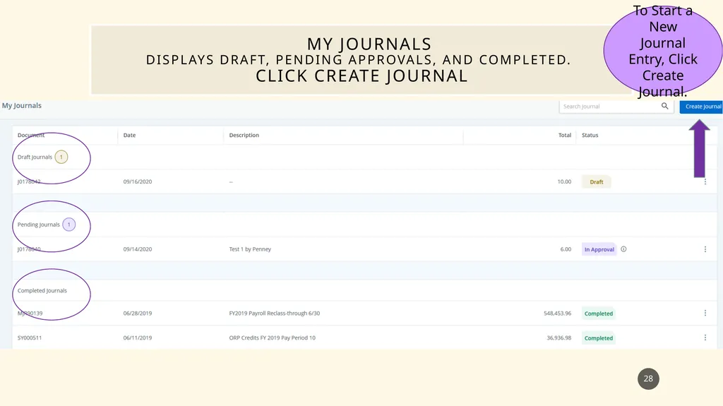 Finance self service journal entry training - slide 28 of 63