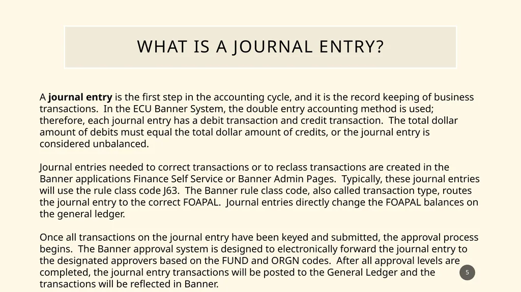 Finance self service journal entry training - slide 5 of 63