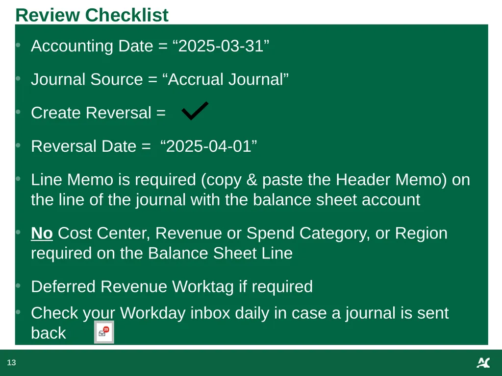 Workday Training for Year-End Journal Entry - slide 13 of 15