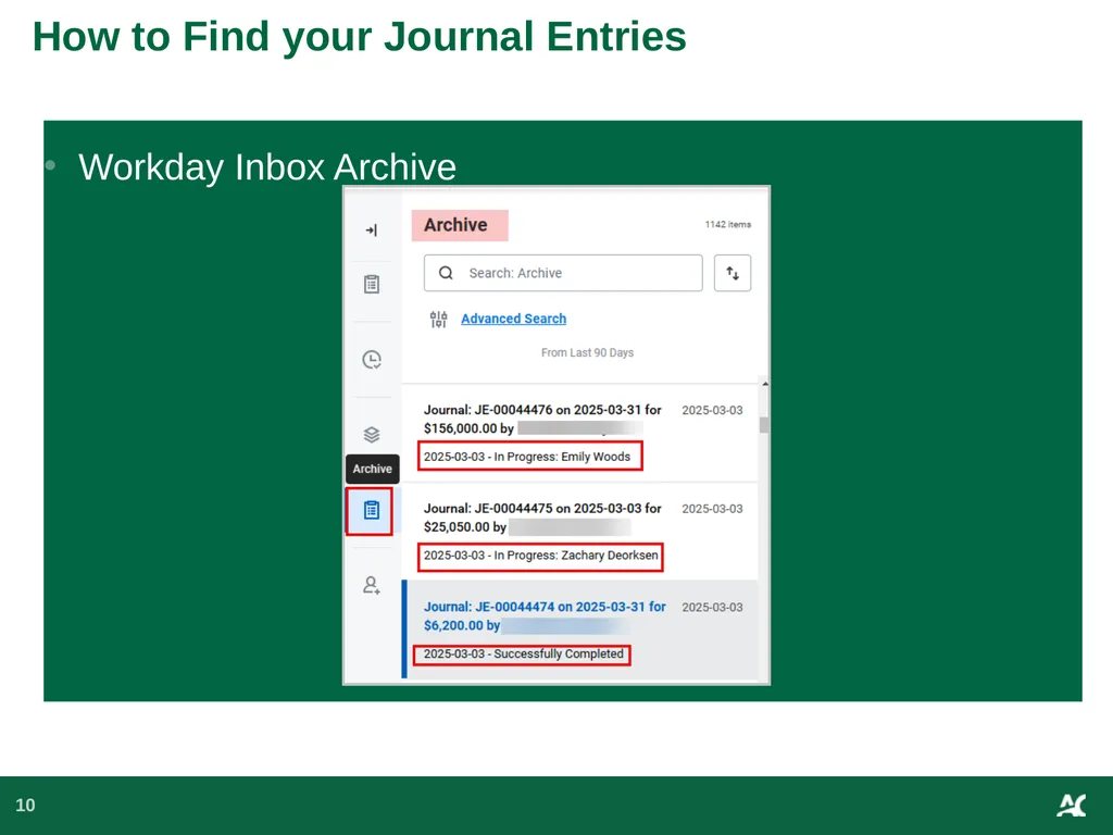 Workday Training for Year-End Journal Entry - slide 10 of 15