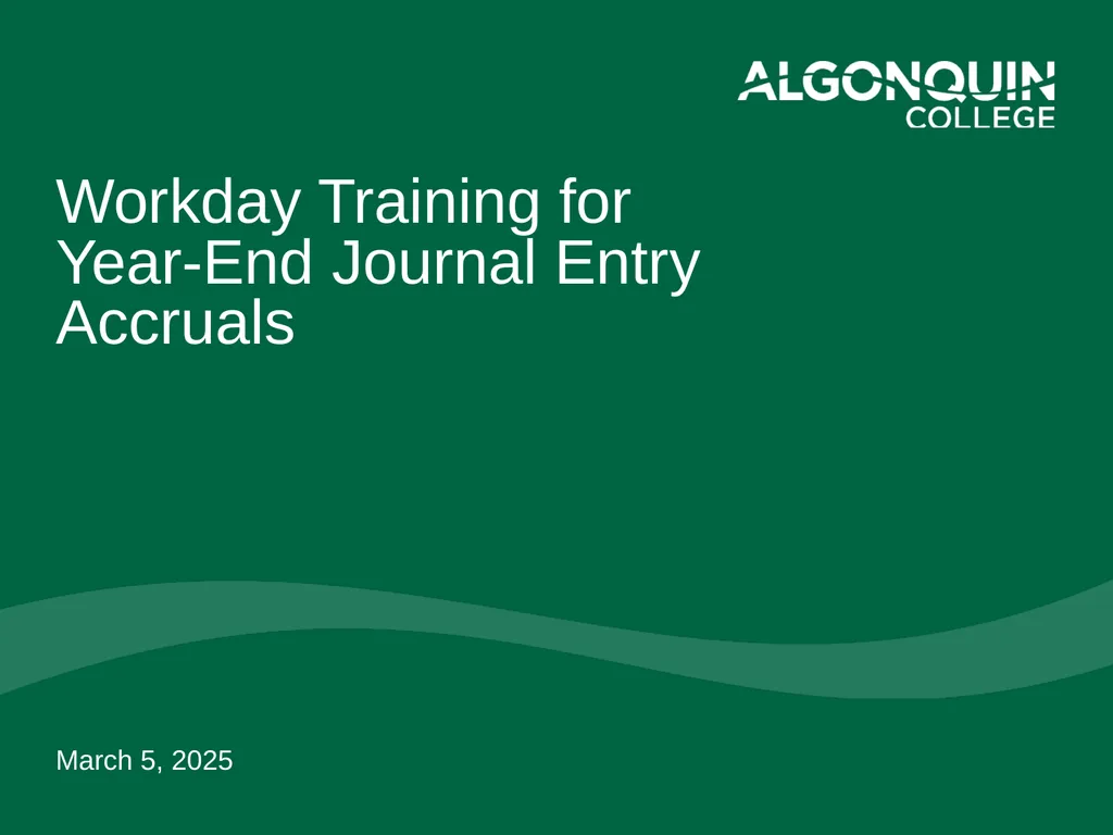 Workday Training for Year-End Journal Entry - slide 1 of 15