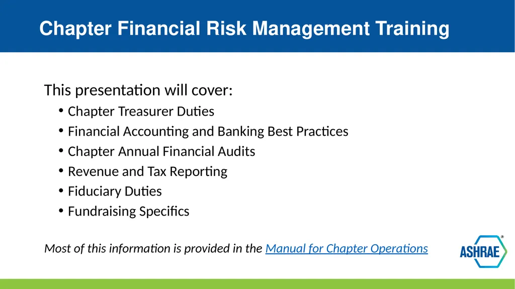 Financial Risk Management for U.S. Chapters - slide 2 of 32
