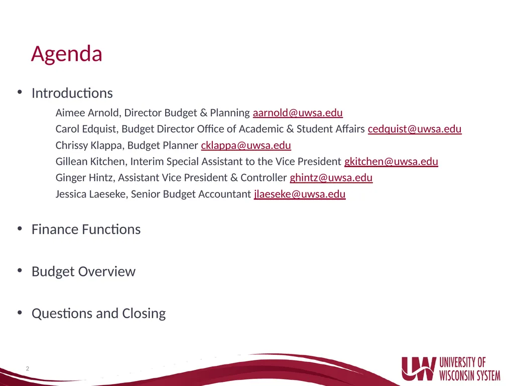 UW System Administration Budget Basics and - slide 2 of 35