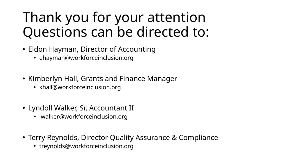 Center for Workforce Inclusion Finance Training - slide 16 of 16