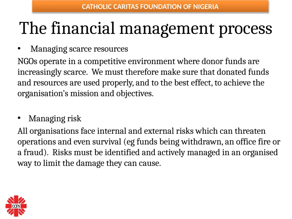 FINANCIAL MANAGEMENT ESSENTIALS FOR NGOs ( Adapted - slide 10 of 31