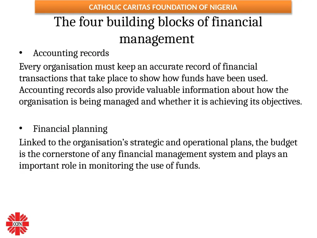 FINANCIAL MANAGEMENT ESSENTIALS FOR NGOs ( Adapted - slide 29 of 31