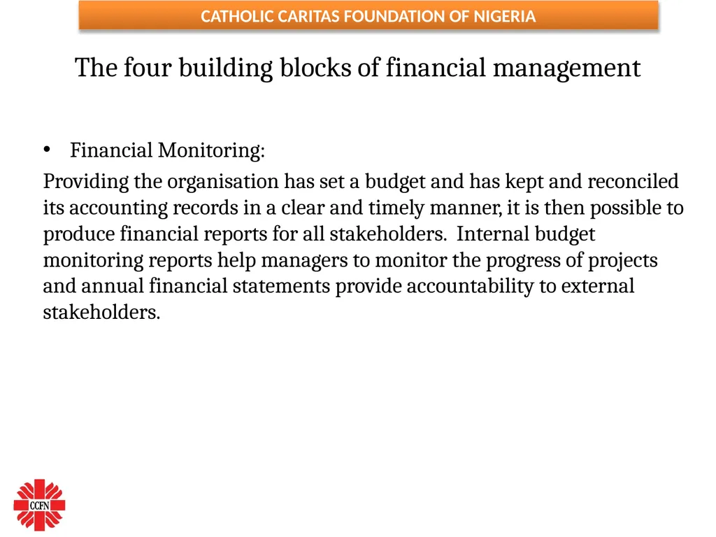 FINANCIAL MANAGEMENT ESSENTIALS FOR NGOs ( Adapted - slide 30 of 31