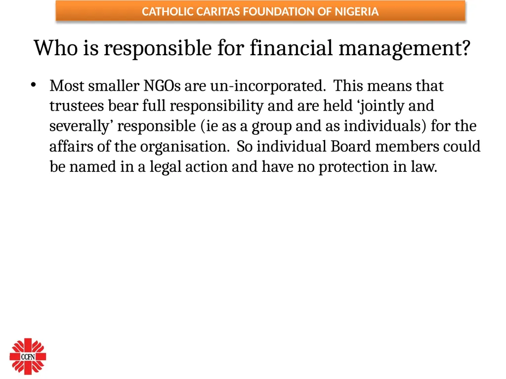 FINANCIAL MANAGEMENT ESSENTIALS FOR NGOs ( Adapted - slide 21 of 31