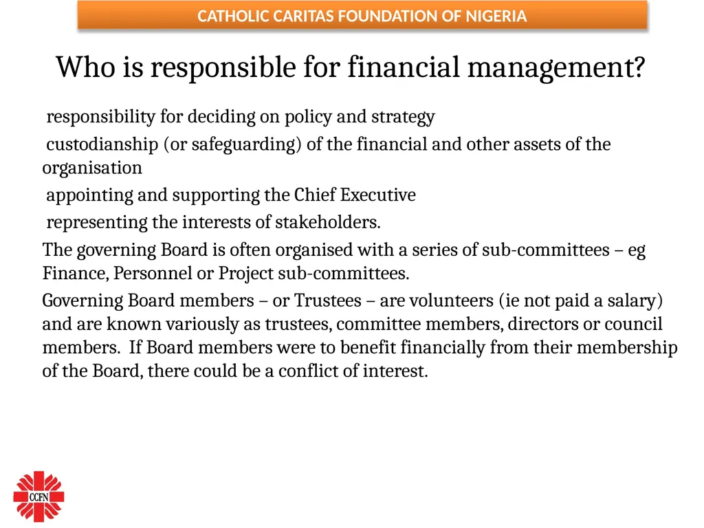 FINANCIAL MANAGEMENT ESSENTIALS FOR NGOs ( Adapted - slide 24 of 31