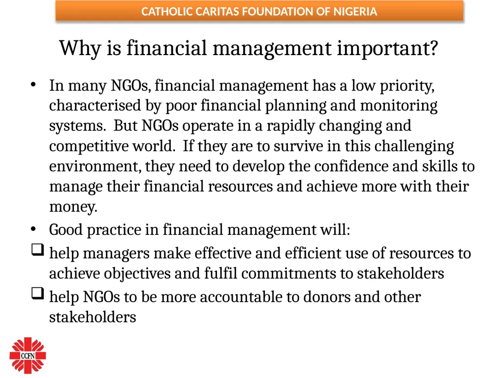 FINANCIAL MANAGEMENT ESSENTIALS FOR NGOs ( Adapted - slide 13 of 31