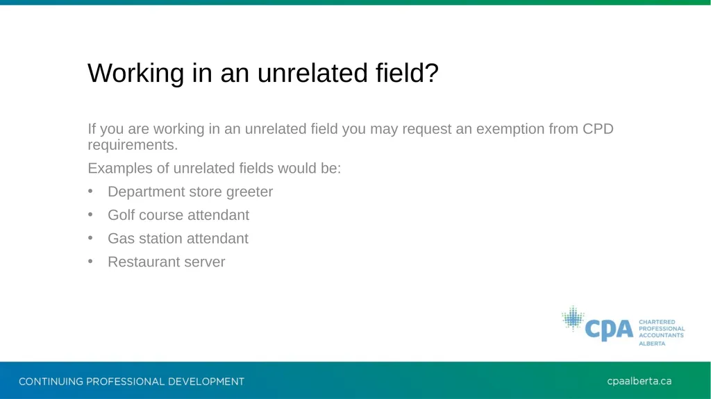 Retirement and Continuing Professional Development - slide 6 of 8