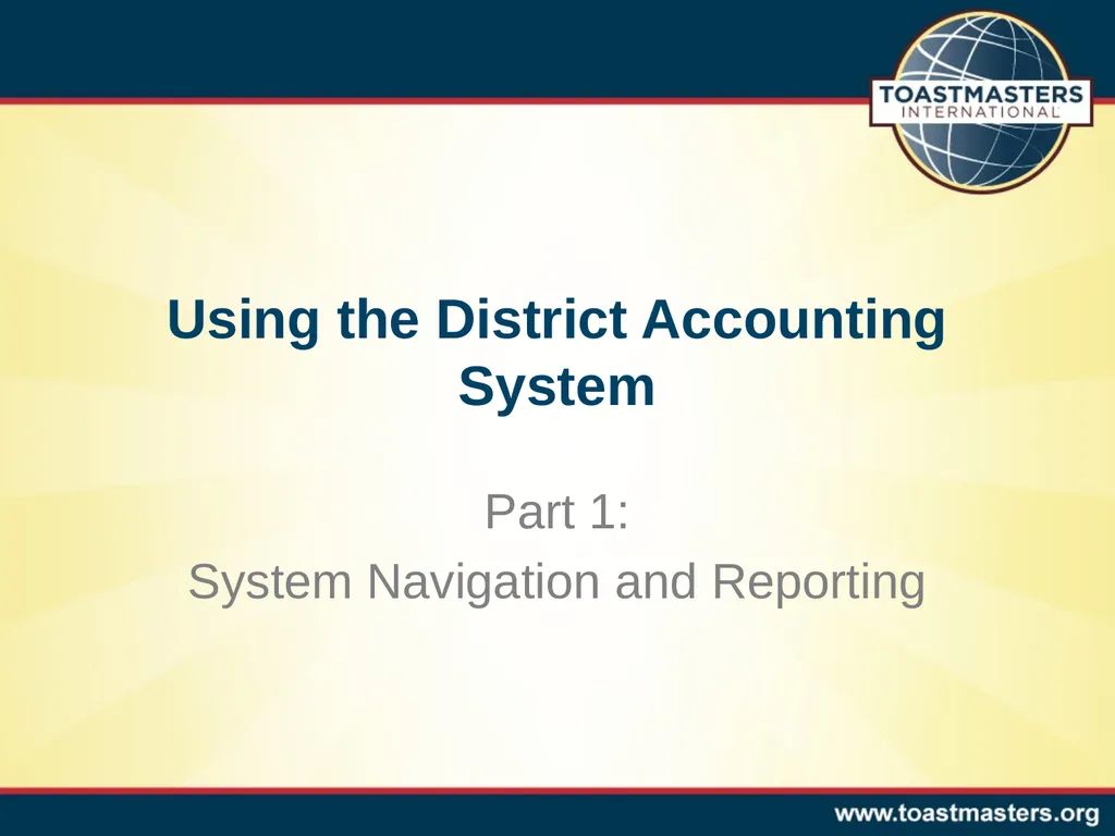 Using the District Accounting System Part 1: