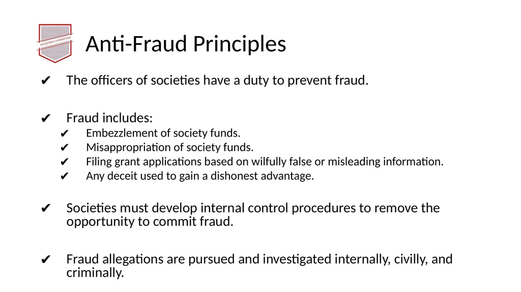 Society Treasurer’s Training 2021 - 2022 - slide 35 of 43