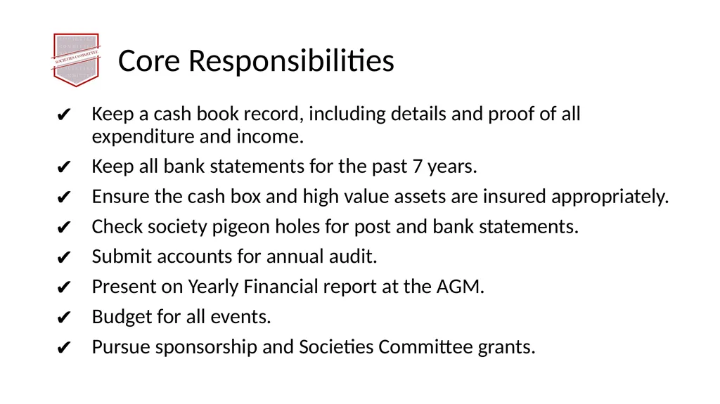 Society Treasurer’s Training 2021 - 2022 - slide 41 of 43