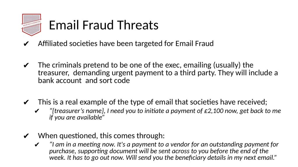 Society Treasurer’s Training 2021 - 2022 - slide 38 of 43
