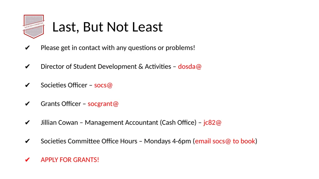 Society Treasurer’s Training 2021 - 2022 - slide 42 of 43