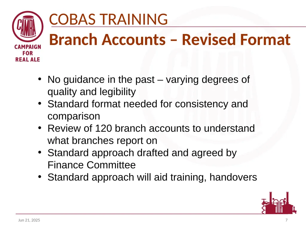 Welcome to the COBAS (camra’s online branch - slide 7 of 18