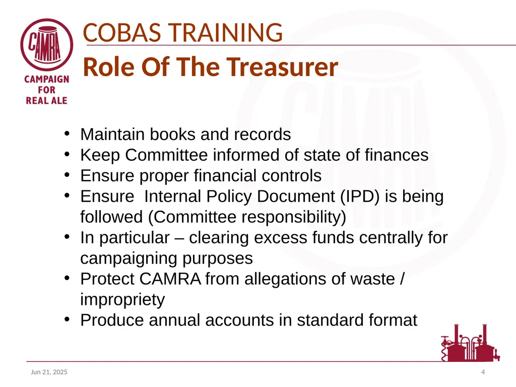 Welcome to the COBAS (camra’s online branch - slide 4 of 18