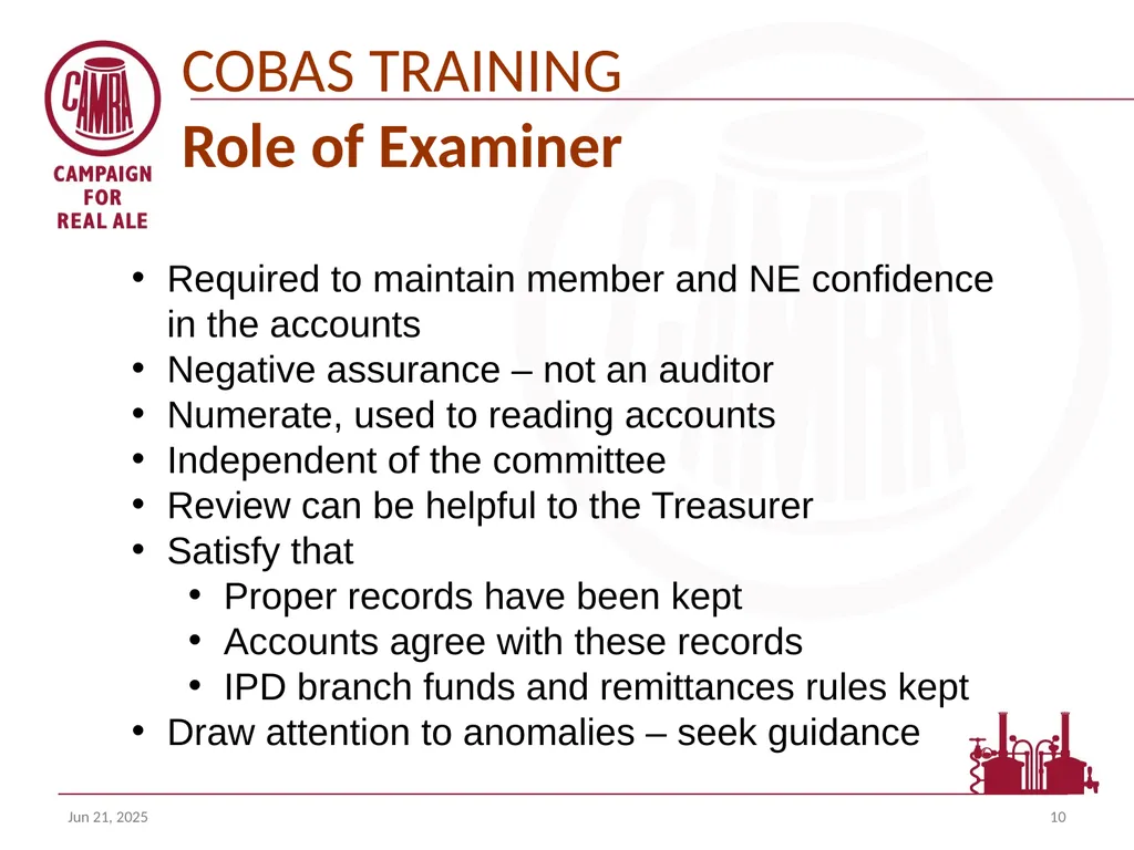Welcome to the COBAS (camra’s online branch - slide 10 of 18