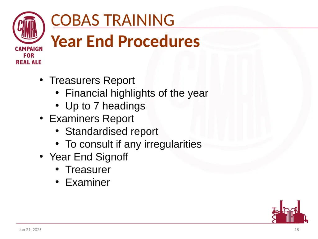 Welcome to the COBAS (camra’s online branch - slide 18 of 18