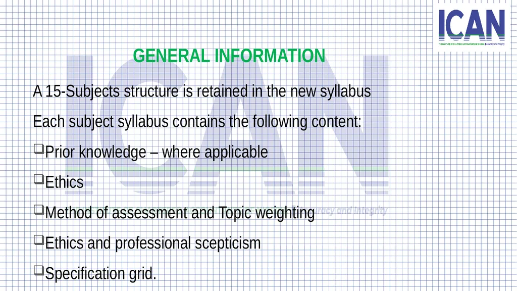 OVERVIEW OF THE NEW SYLLABUS EFFECTIVE NOVEMBER - slide 2 of 14