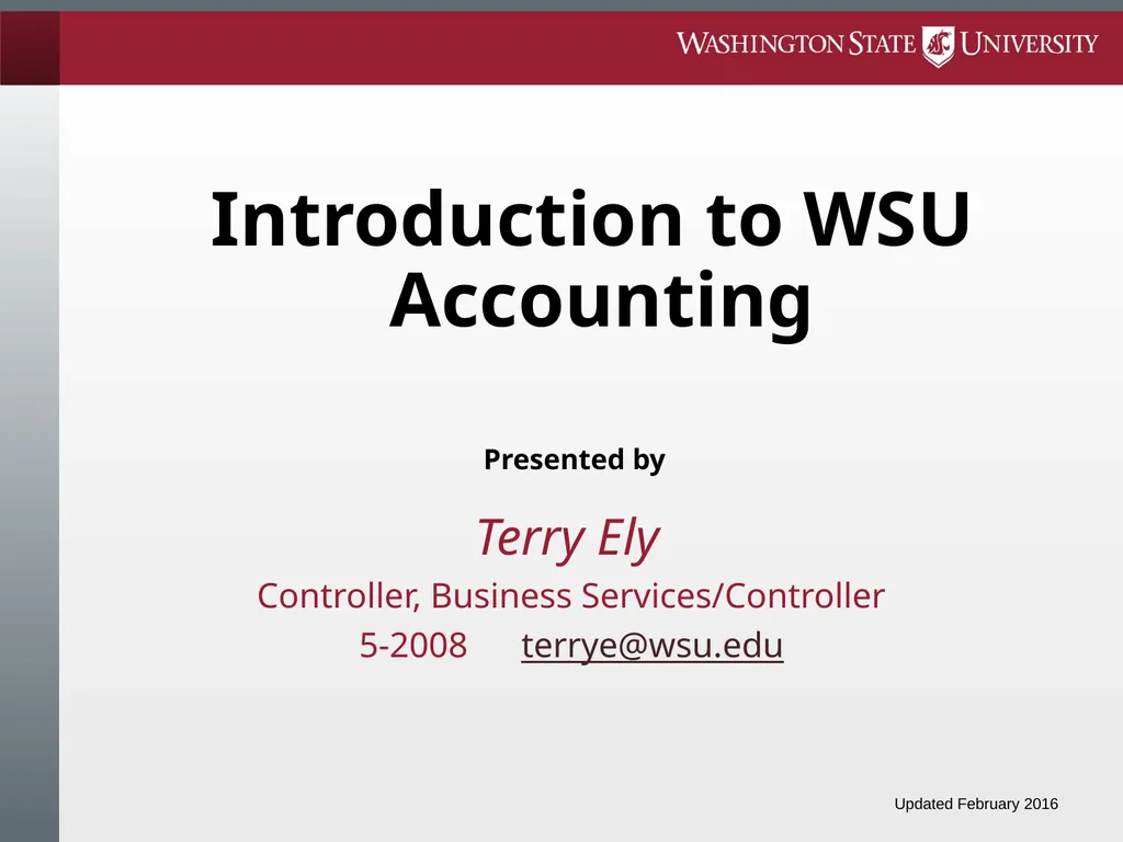 Introduction to WSU Accounting Updated February
