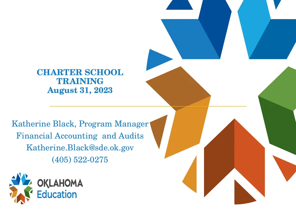 CHARTER SCHOOL TRAINING August 31, 2023 Katherine - slide 1 of 25