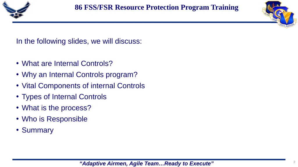1 86 FSS/FSR Resource Protection Internal Controls - slide 2 of 26