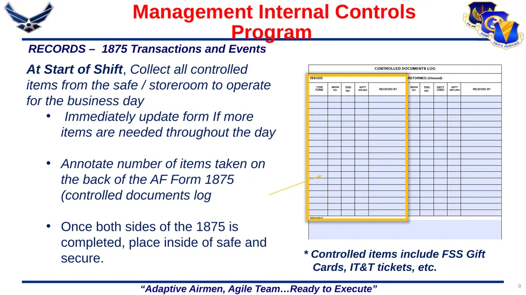 1 86 FSS/FSR Resource Protection Internal Controls - slide 9 of 26