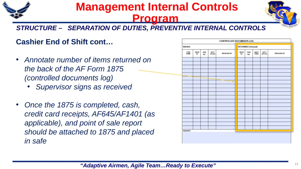 1 86 FSS/FSR Resource Protection Internal Controls - slide 13 of 26