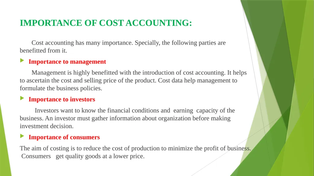 COST AND MANAGEMENT ACCOUNTING INTRODUCTION - slide 13 of 16