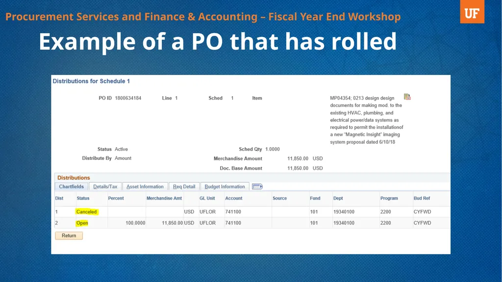 Fiscal Year End Workshop 2019 Procurement - slide 7 of 23
