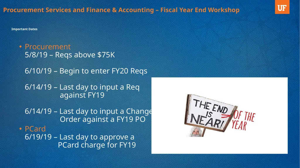 Fiscal Year End Workshop 2019 Procurement - slide 4 of 23