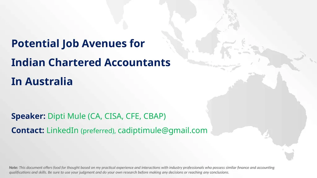 Potential Job Avenues for Indian Chartered - slide 1 of 8