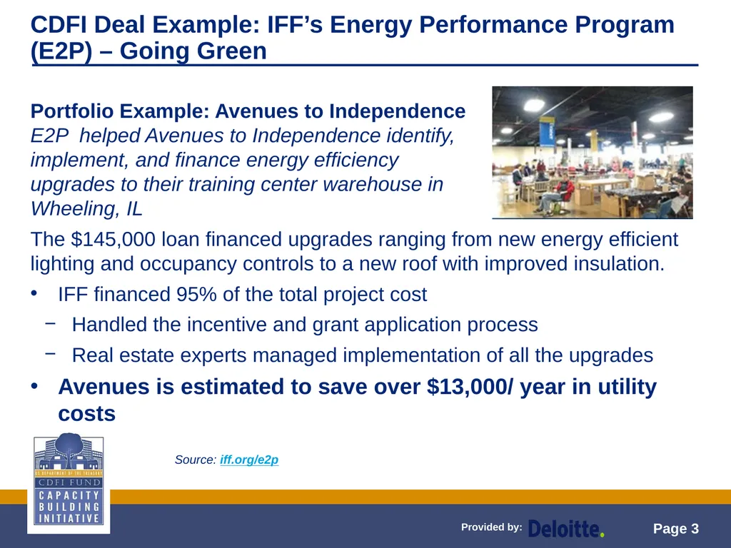 Training Module: Energy Improvement Loans CDFI - slide 3 of 7