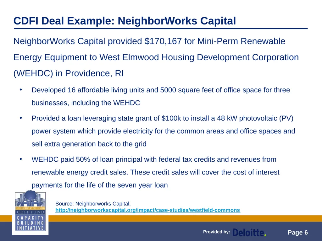 Training Module: Energy Improvement Loans CDFI - slide 6 of 7