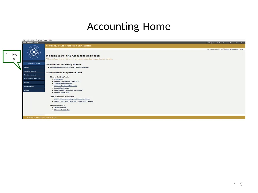 Accounting on the Web Training 1 Accessing - slide 5 of 23