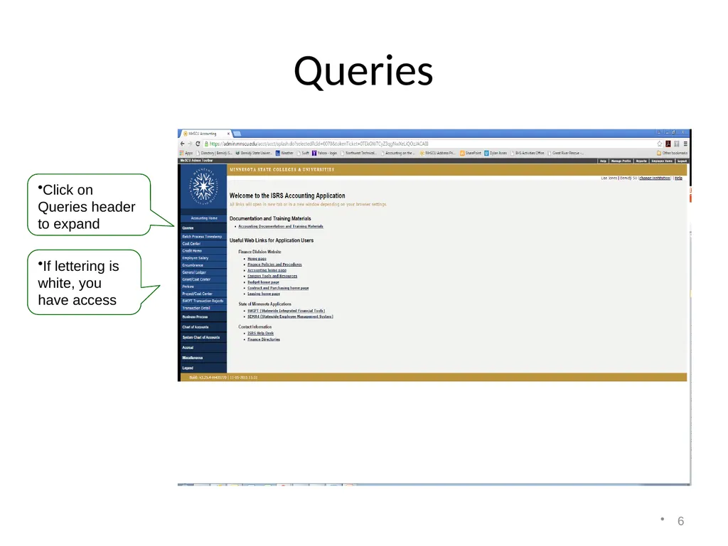 Accounting on the Web Training 1 Accessing - slide 6 of 23