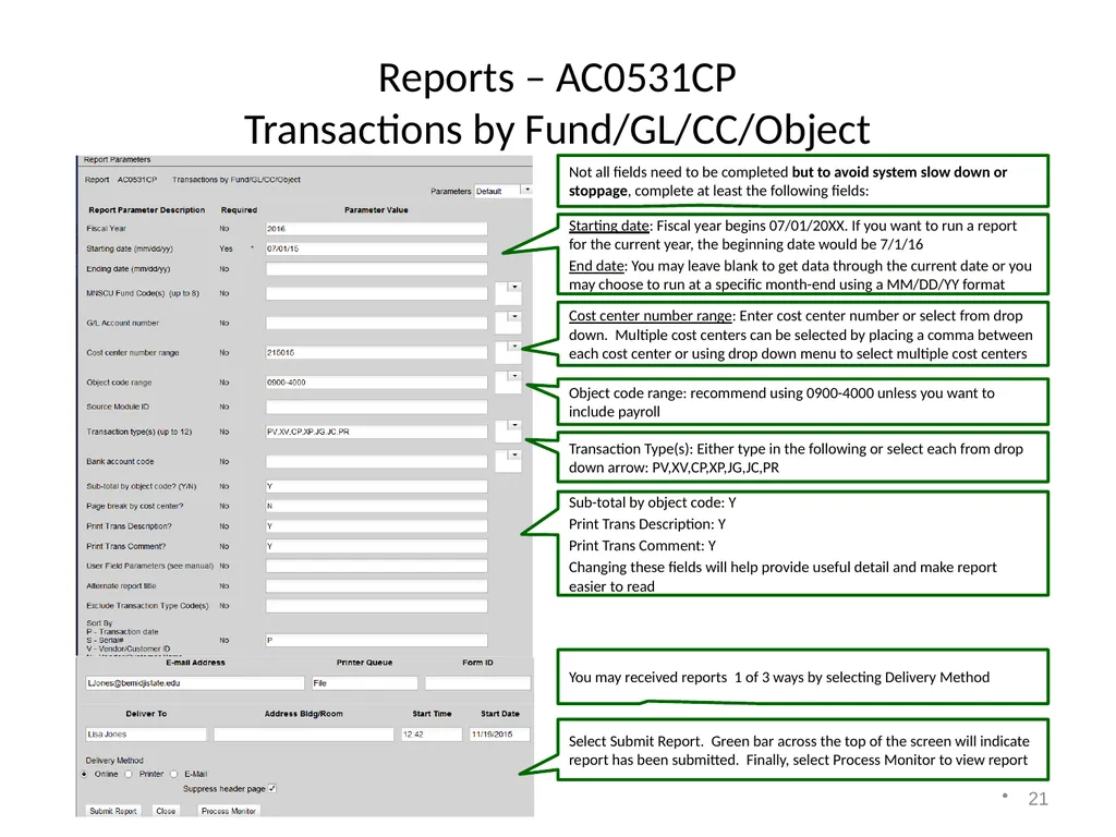Accounting on the Web Training 1 Accessing - slide 21 of 23